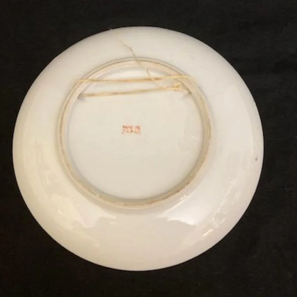 Vtg Hand Painted Porcelain Ceramic Wall Plate Dish Landscape Scene Gilded Japan‎